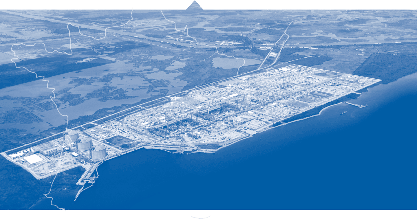 Vue aérienne du terminal méthanier CAMERON LNG